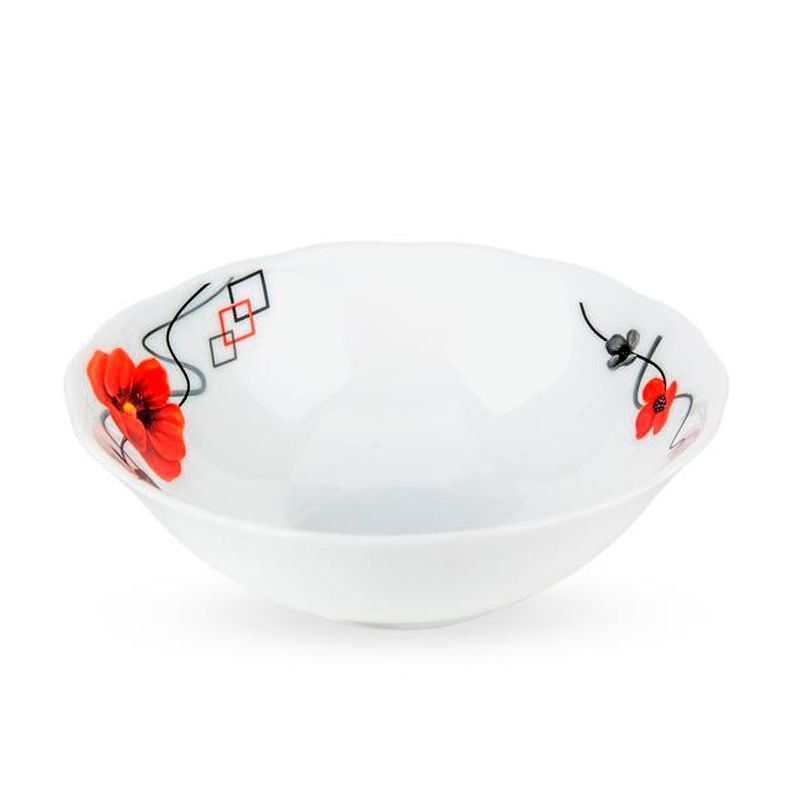 Салатник 420мл 15см стеклокерамика КРАСНЫЕ МАКИ круглый (6/72)