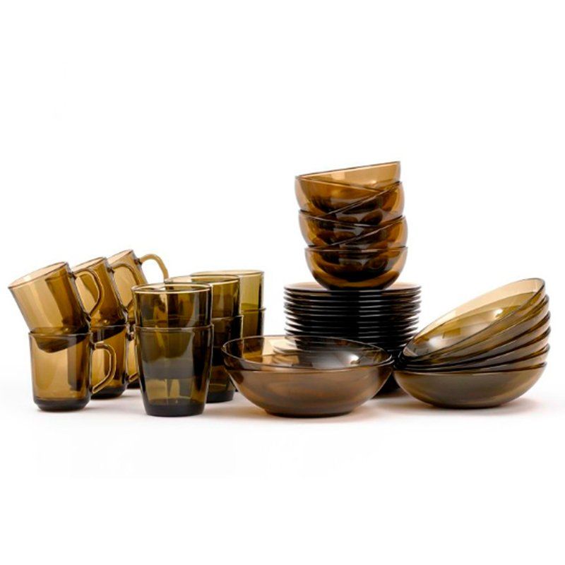 Столовый набор 44пр стекло BASILIСO дымка подар.уп. (1)