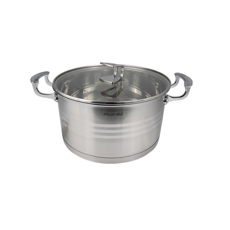 Кастрюля 2,4л нерж.сталь со стекл.крышкой 18см арт. 5854 (6)