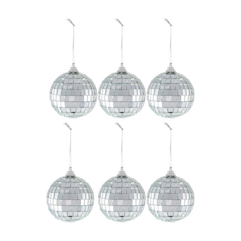Игрушки новогодние на елку ШАР диско набор 6шт 7см серебро JC-16622 (40)