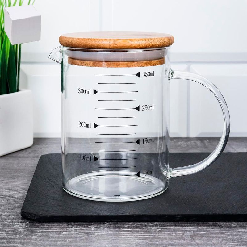 Кувшин 350мл стекло с бамбук.крышкой и мерным делением LCWJ101 (125)