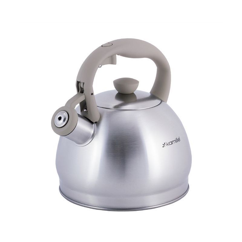 Чайник со свистком 2л нерж.сталь бакел.ручка серая арт.0693GR (12)