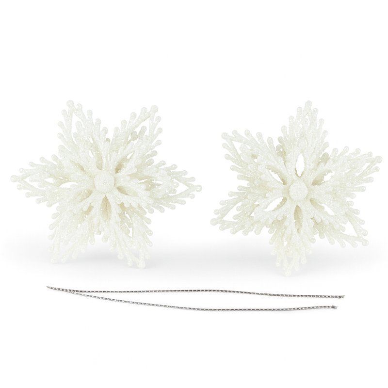 Игрушки новогодние на елку СНЕЖИНКА набор 2шт 10см пластик белый OSHR20-452/JC-16482 (1200)