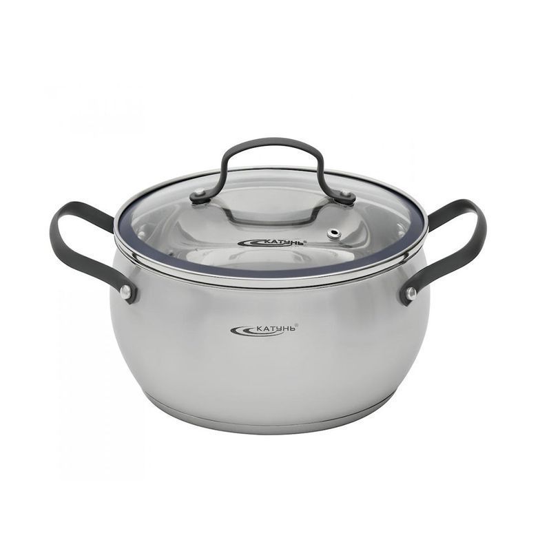 Кастрюля 6,1л 24*14см нерж.сталь АГАТА стекл.крышка КТ19-D-24 (4)