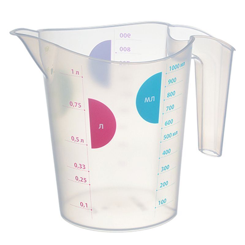 Мерный кувшин 1л 130*160*180мм пластик Прозрачный (21)