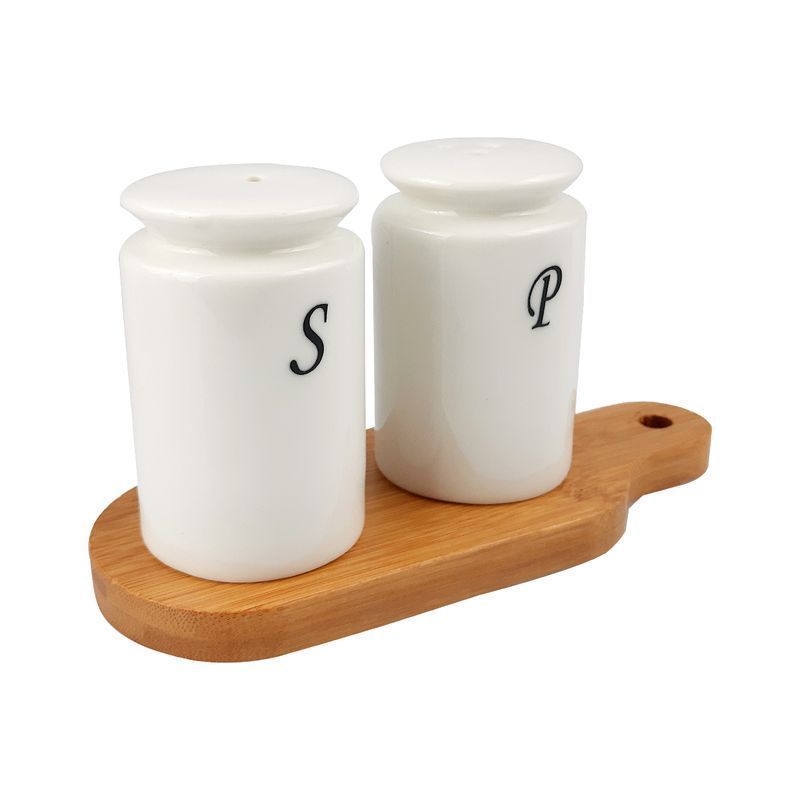 Набор для специй 2пр фарфор на бамбук.подставке 17*7*9см подар.уп Ja7269/JC-14164 (60)