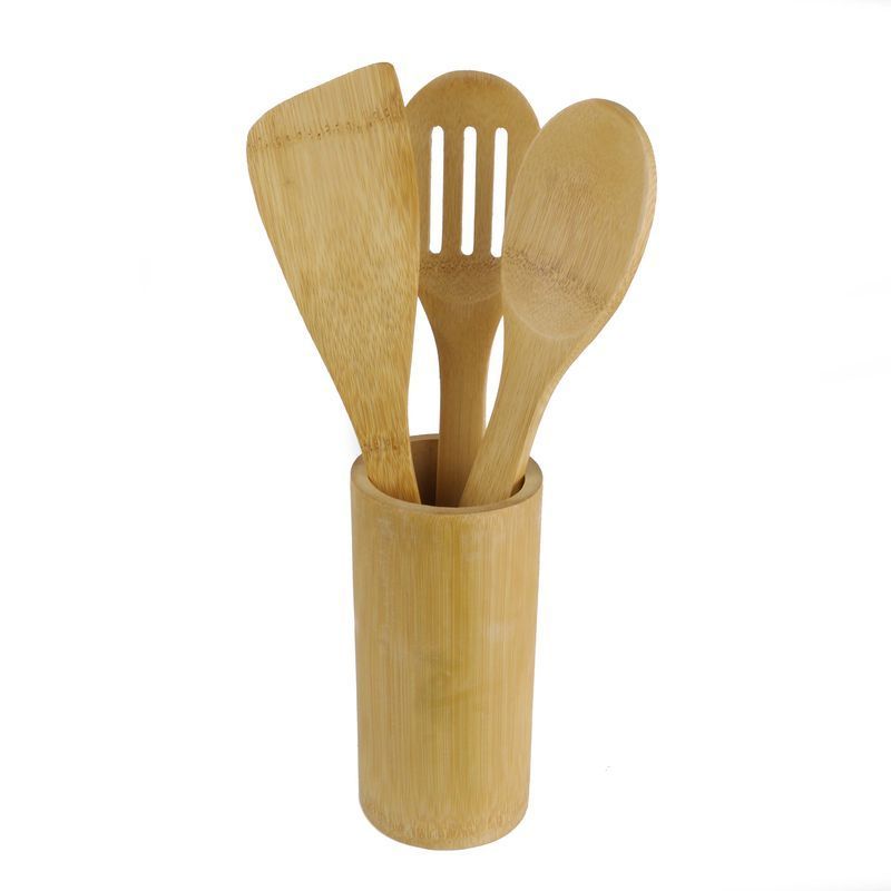 Набор кухонных принадлежностей 4пр бамбук на подставке КТ-НП-02 (24)