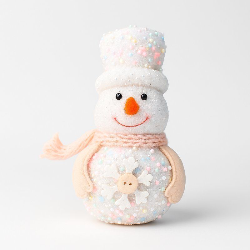 Украшение новогоднее на елку СНЕГОВИК 16*8см пенопласт монпарель белый FY2024-117/JC-16721 (339)