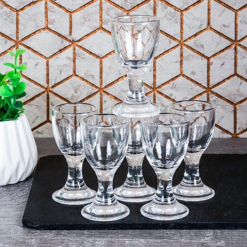 Рюмки набор 6шт 15мл стекло МИНЗУРКА гладкая RS-41 (48)