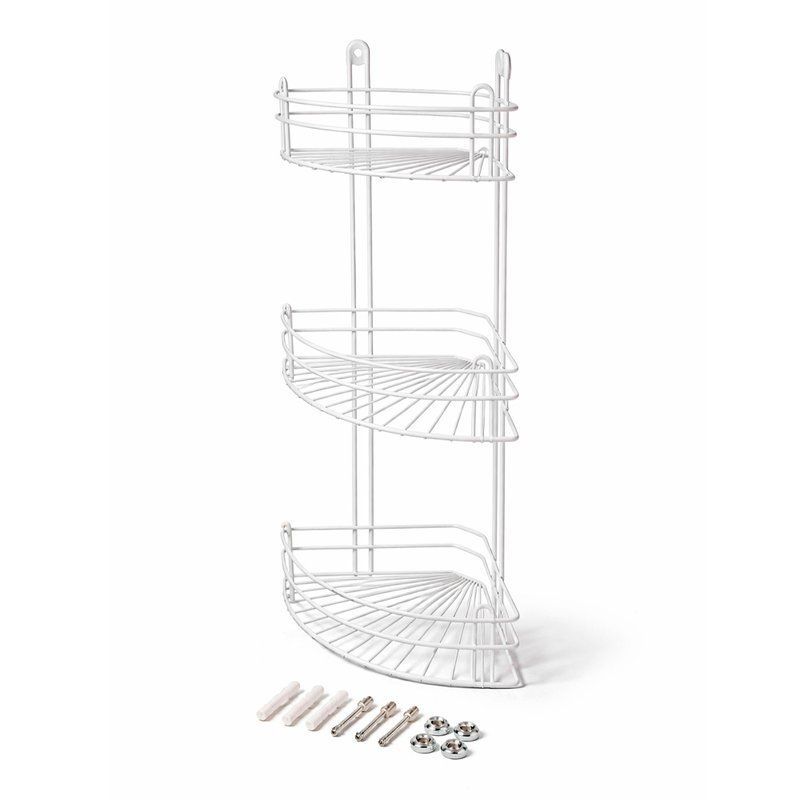 Полка угловая 3 ярусная глубокая металл белая с креплениями (вку-3.3.1)) (2)