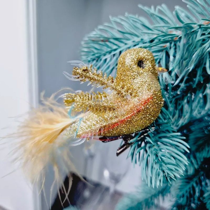 Игрушки новогодние на елку ПТИЦА набор 4шт 9см пенопласт золото OSJX23003/JC-16955 (216)