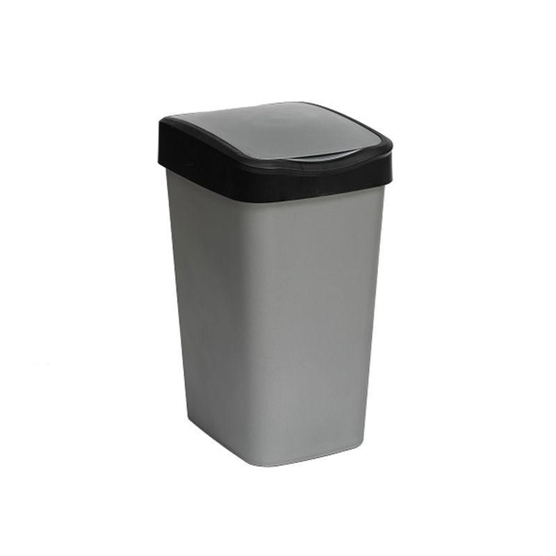 Контейнер для мусора 20л 300*232*430мм пластик Tandem сер.металлик/черный с подвижной крышкой (8)