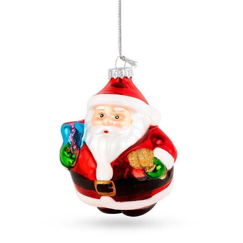 Игрушка новогодняя на елку ДЕД МОРОЗ 8*7*6,3см стекло (96) JC-17175