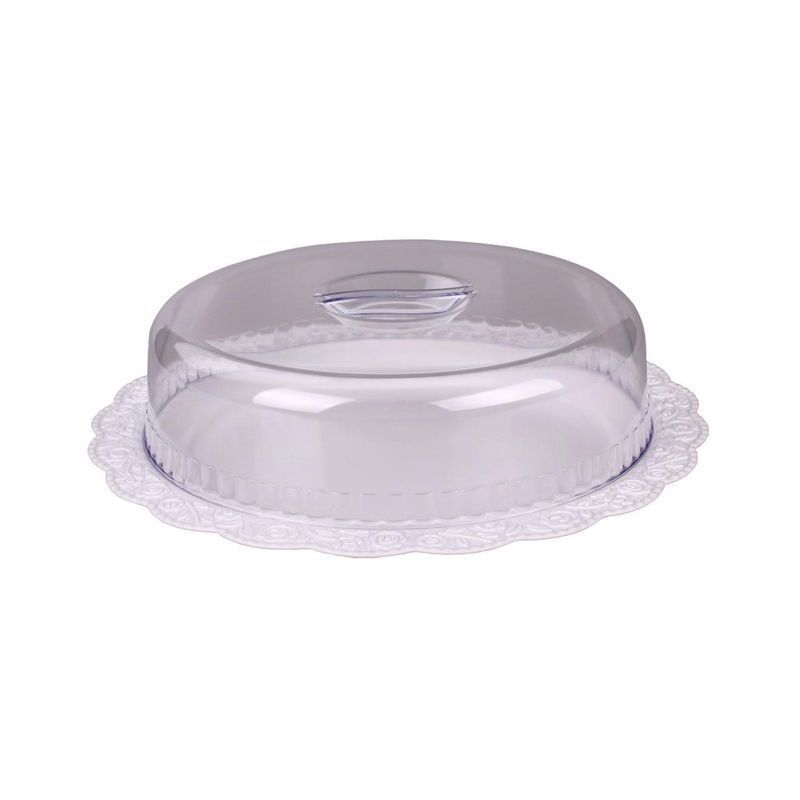 Блюдо 36*10см пластик НЕЖНОСТЬ круглое с крышкой (4)