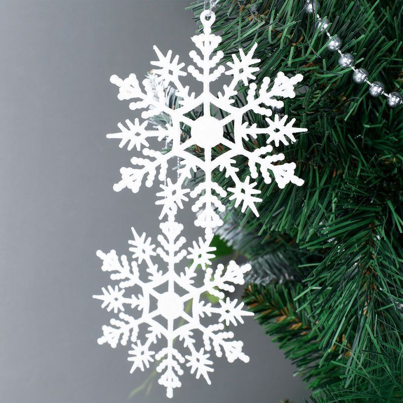 Украшение новогоднее Снежинка 2шт пластик белый WCZ23-278 (1000)