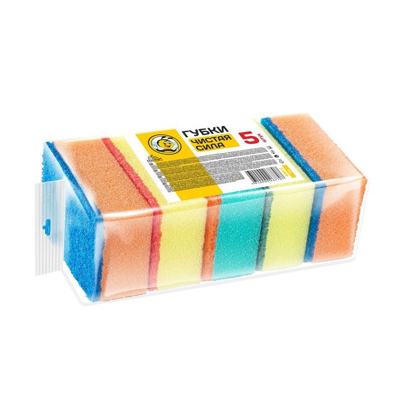 Губка для посуды 5шт 8*5,5см поролон Жу-Жу ЧИСТАЯ СИЛА (20)