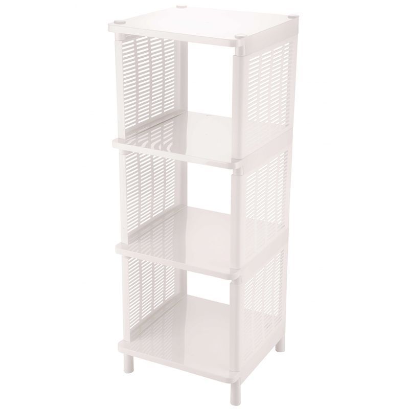 Этажерка прямая 4 секции 31,5*32,7*86см пластик ЛАЙТ белая (2)