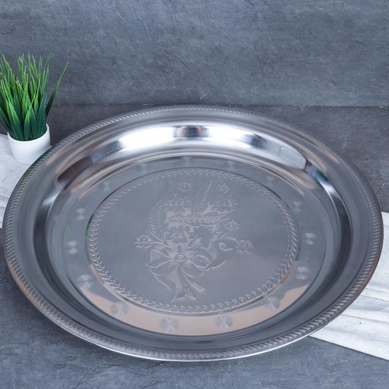 Блюдо 48см h4см нерж.сталь с декором Цветы круглое СВ-68 (50)