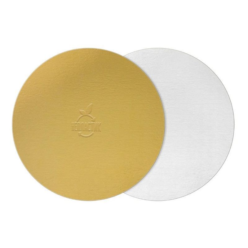 Подложка для торта усиленная картон 28см, толщ. 3,2мм золото/жемчуг, в коробке (60)