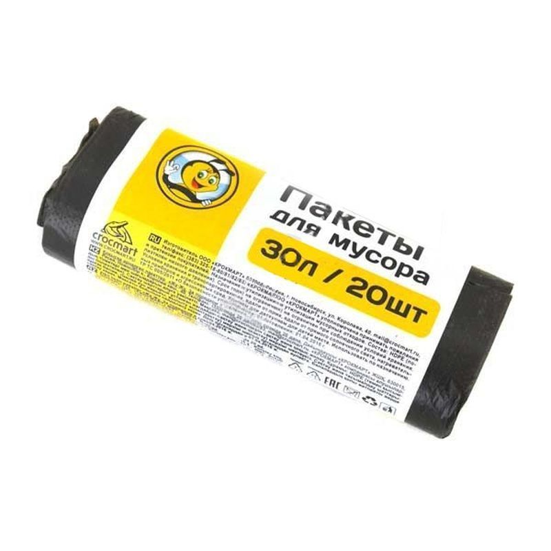 Пакеты для мусора 30л/20шт Жу-Жу в рулоне 6мкм (100)