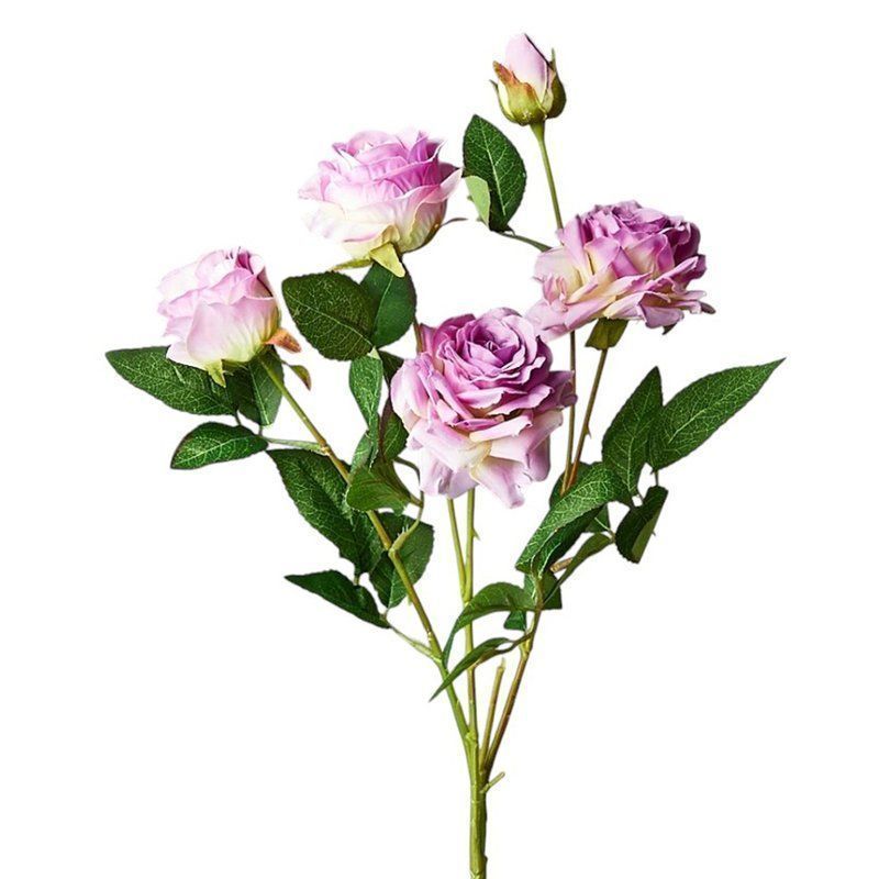 Цветы искусственные Роза кустовая сиренево-розовая 80*25см