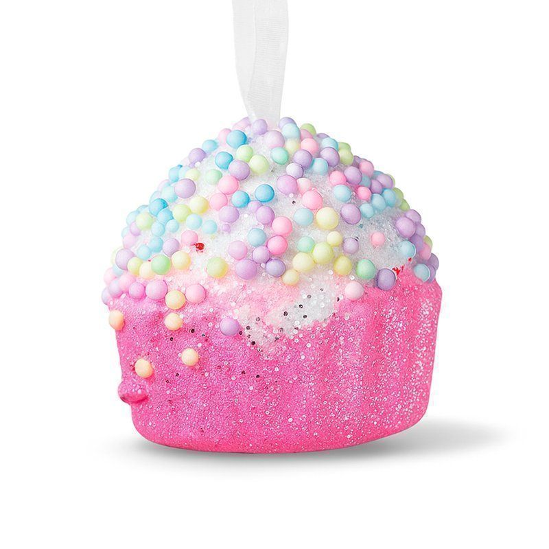 Украшение новогоднее на елку Кекс 6*6*6см пенопласт монпарель розовый FY2024-159/JC-16729 (480)