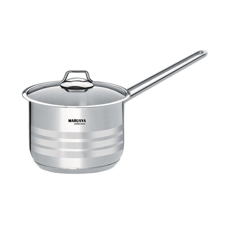 Ковш 1,2л нерж.сталь КЛАССИКА со стекл.крышкой 14см (6)