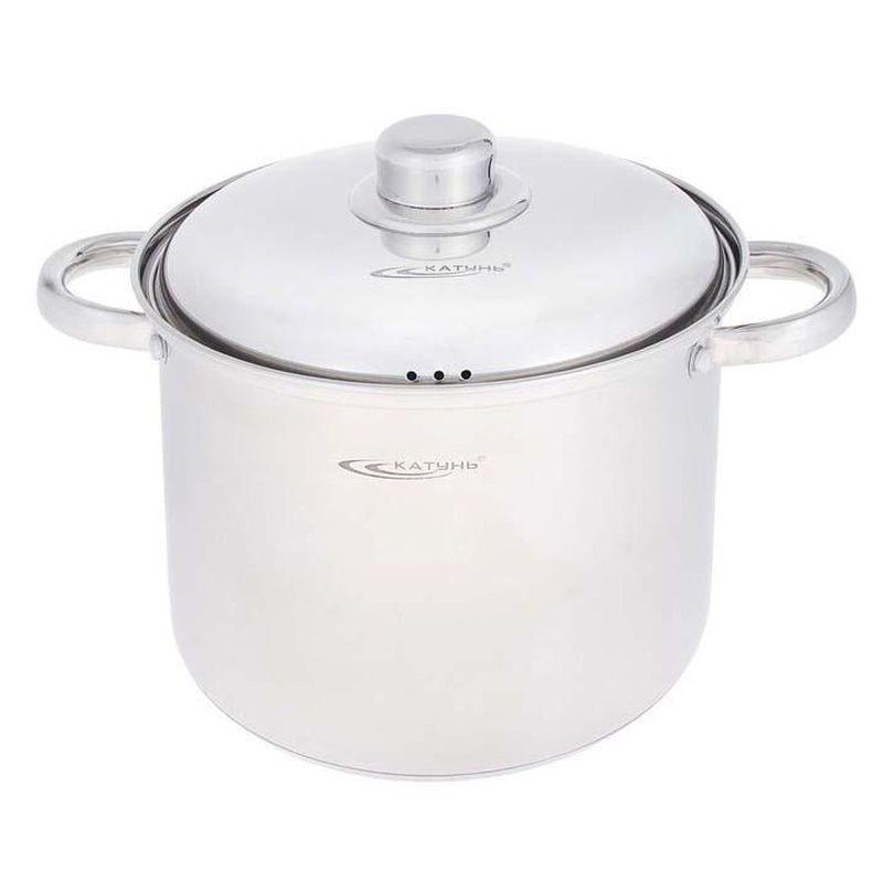 Кастрюля 13л нерж.сталь ГРЕТТА метл.кр, клеп.ручки, 3сл.дно, индукция KT04-D-130 (2)