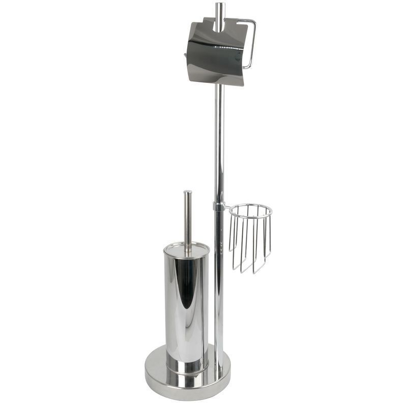 Ершик туалетный на мет.подставке с держателем для туалетной бумаги h80см d19см хром JC-10789 (10)
