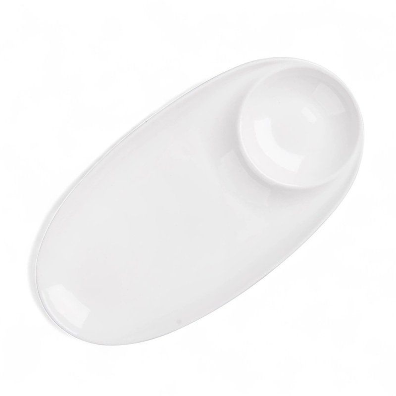 Тарелка овальная с соусником 38см фарфор 15" 55 JC-17797 (25)