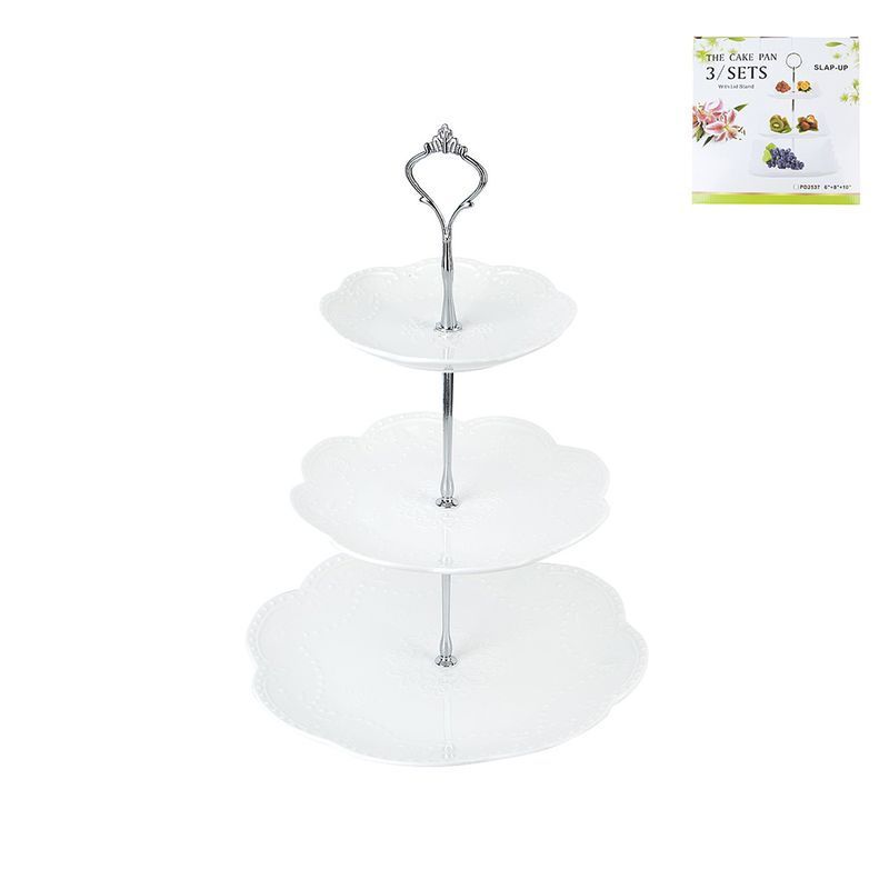 Этажерка сервировочная 3 яруса 26,5/20/15см h37см фарфор МАРШМЕЛЛОУ подар.уп. (12)