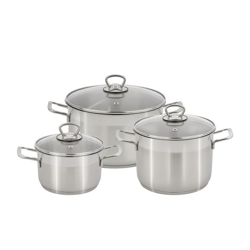 Набор кастрюль 3пр 1,4/2,1/3,2л нерж.сталь СОФИЯ со стекл.крышками арт.9901-901-0 (8)