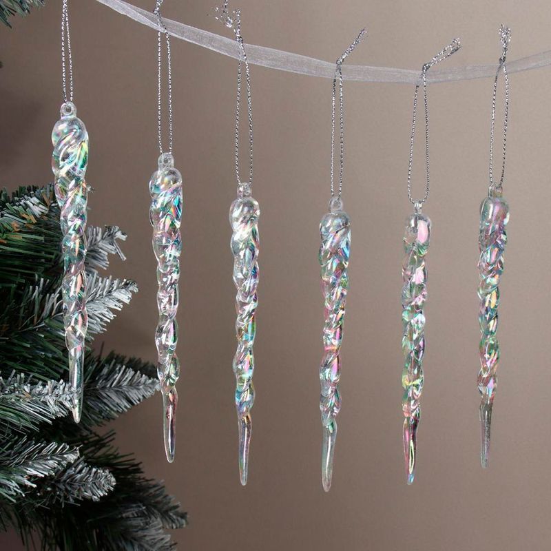 Украшение новогоднее Сосулька 6шт 12*1,5см пластик LF-LSL23086 (480)