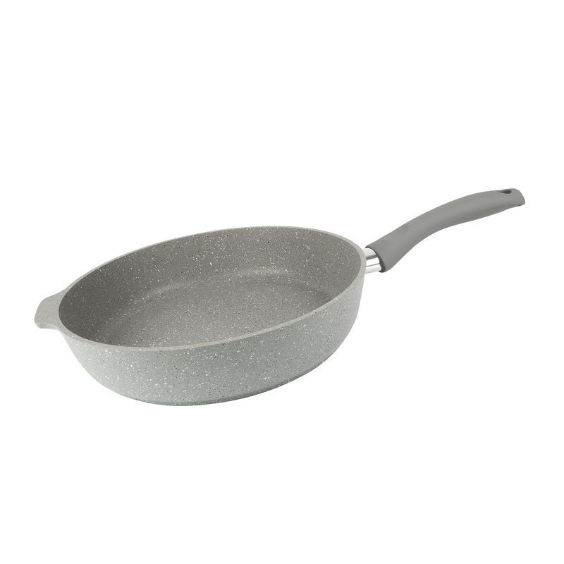 Сковорода 28см h6,5см алюминий АП светлый мрамор без крышки с несъемной ручкой (4)