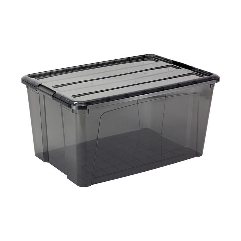 Ящик для хранения 45л 385*580*280мм пластик КИП с замками черный прозрачный (5)