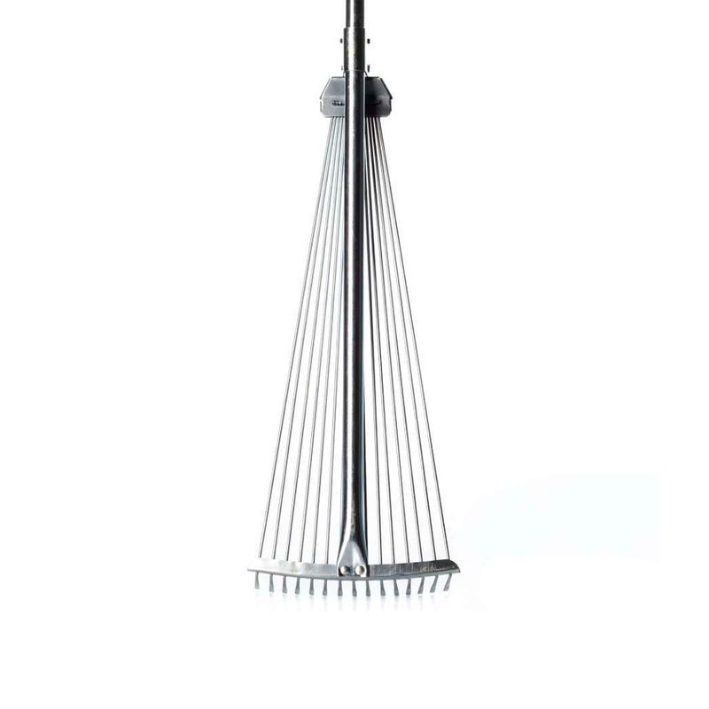 Грабли веерные проволочные раздвижные 15 зубьев металл с черенком 125-155см Умничка К01FK (24) ВЫВОД