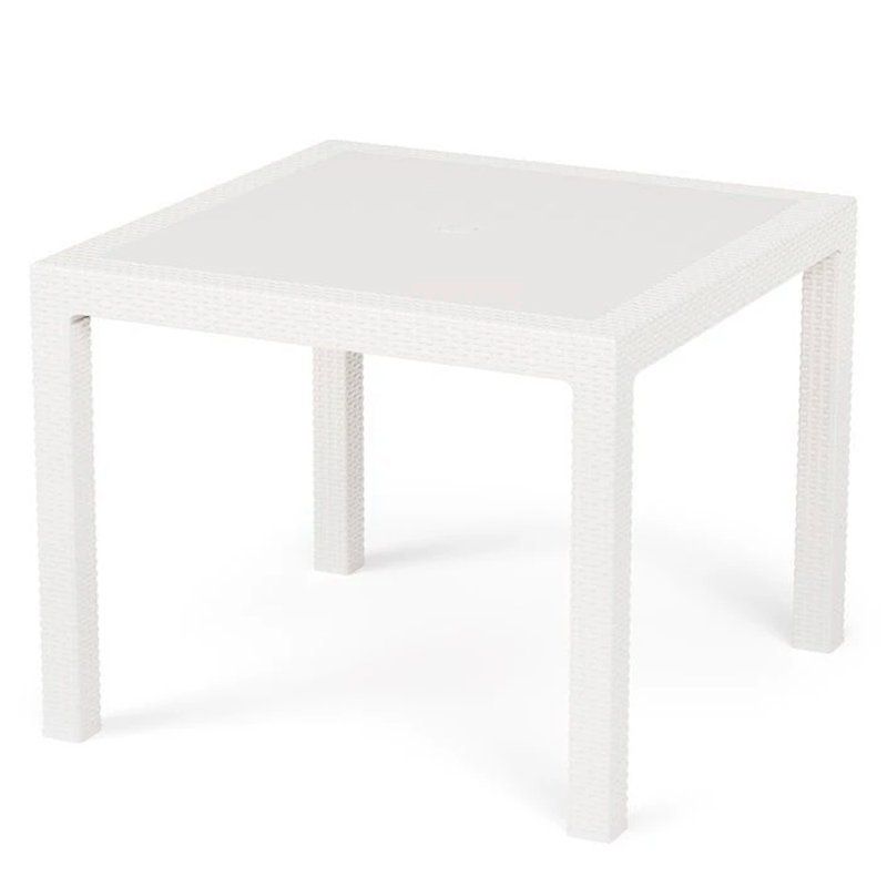 Стол пластик Ротанг-плюс 94*94*74см белый (1)