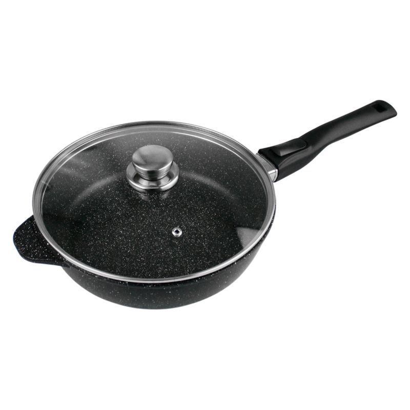 Сотейник 28см алюминий АП ОРИОН стекл.крышка, съемная ручка soft-touch Мрамор (5)