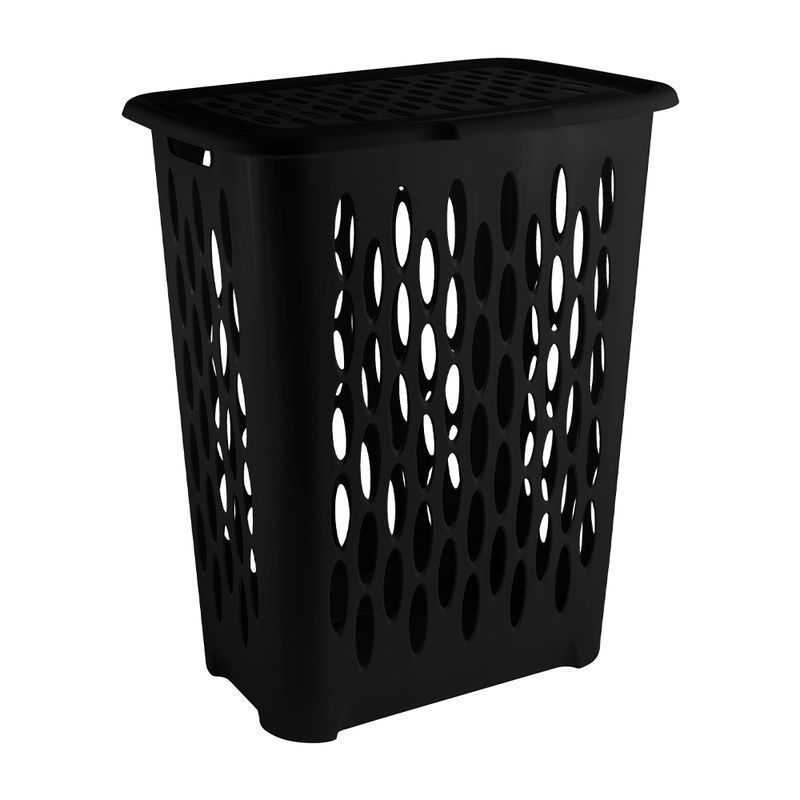 Корзина для белья 37л 42,2*29*51,5см пластик KeeРlex Black с откидной крышкой (4)