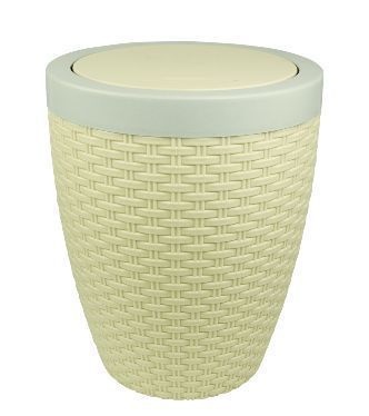 Контейнер для мусора 8л пластик ПЛЕТЕНКА с подвижной крышкой (5)
