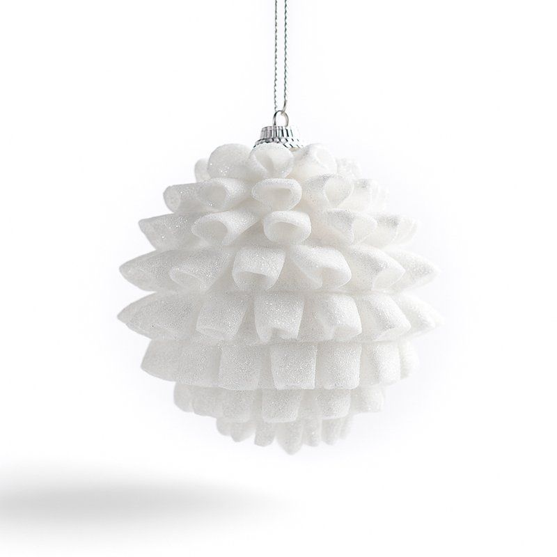 Игрушка новогодняя на елку ВОЛЧОК 8*9см пластик ажурный белый JC-15007 (384)