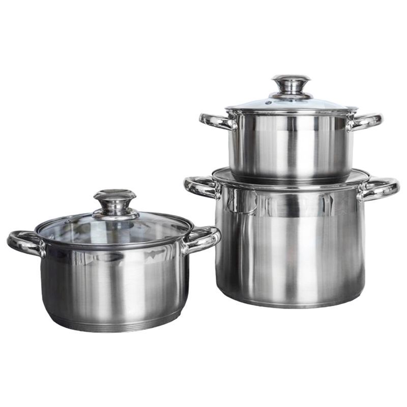 Набор кастрюль 3пр 2,5/3,5/6,5л нерж.сталь АРИЯ со стекл.крышками индукция Set 4-R-151-2 (2)