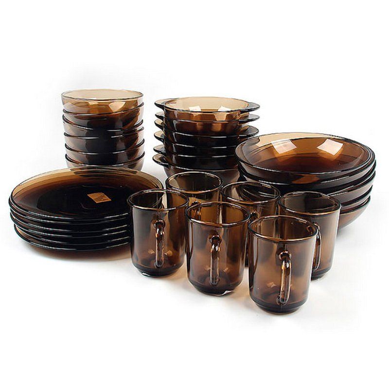 Столовый набор 30пр стекло BASILIСO дымка подар.уп