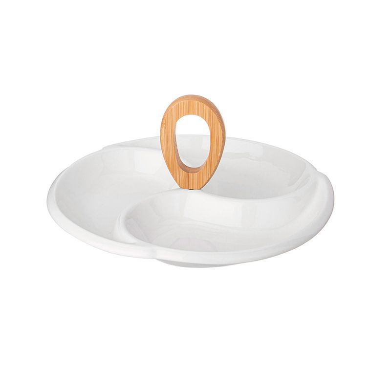 Менажница 3 секции 28,3*3,9см фарфор Native с дер.ручкой (12)