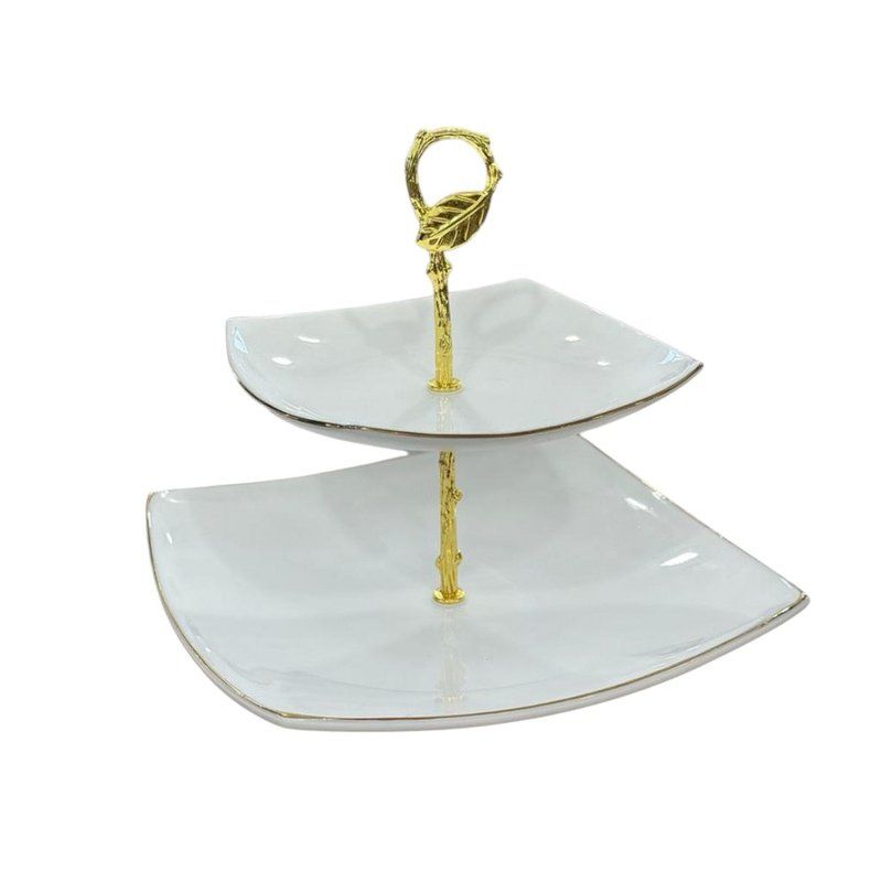 Этажерка сервировочная 2 яруса 18,5/26см стеклокерамика FJ2C+G (12)