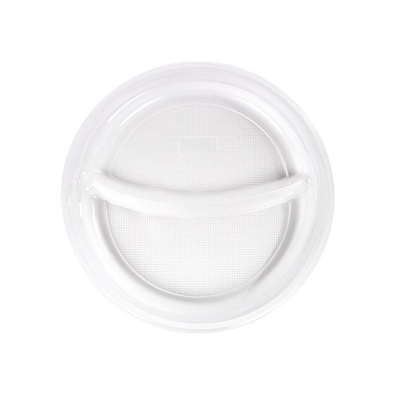 Тарелка одноразовая 2-х секционная 220мм полистирол белая ПП СПГ(1000/20)