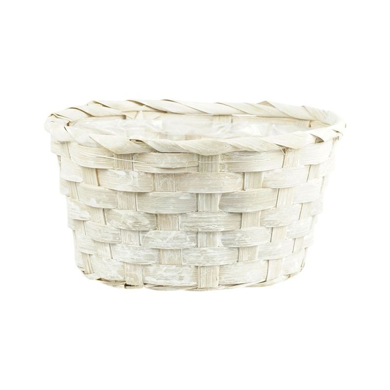 Корзина плетеная D19*H9см бамбук белый плошка (180)