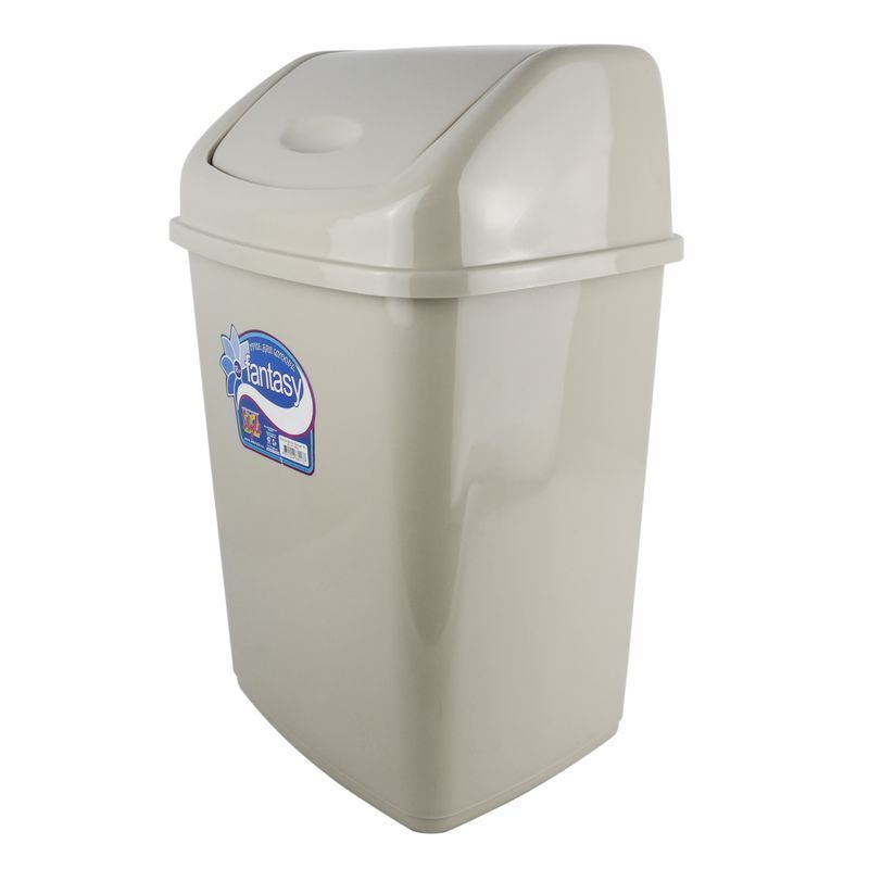 Контейнер для мусора 18л пластик ФАНТАЗИЯ №3 песочный с подвижной крышкой Т-006 (12) (УРНА №3)