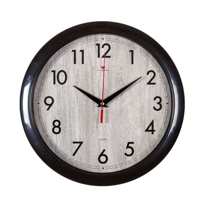 Часы настенные 29см пластик РУБИН Структура дерева коричневые (10)