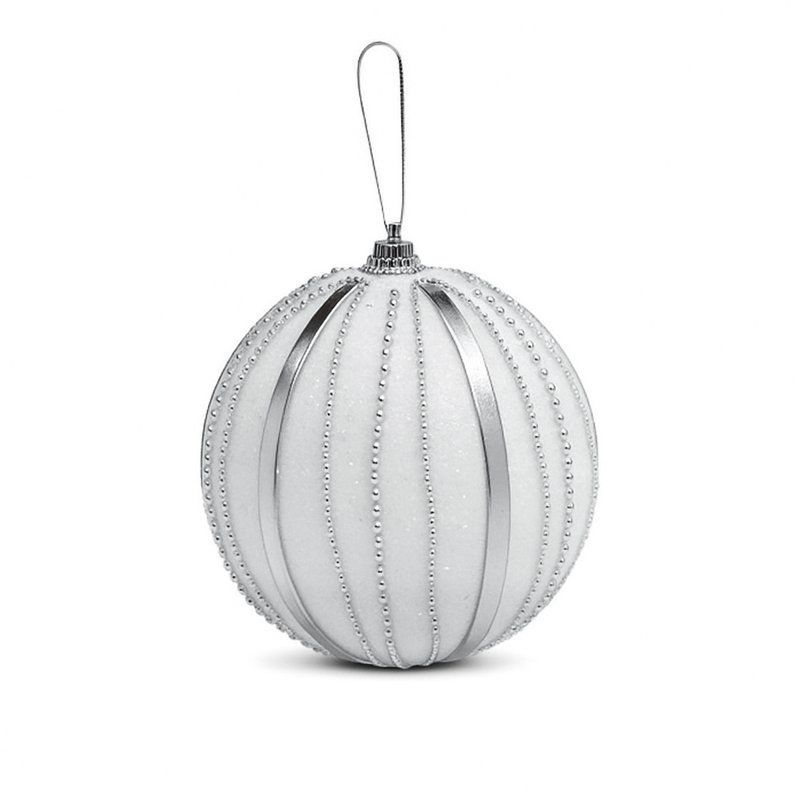 Игрушка новогодняя на елку ШАР 10см пластик серебряный JC-14997 (216)